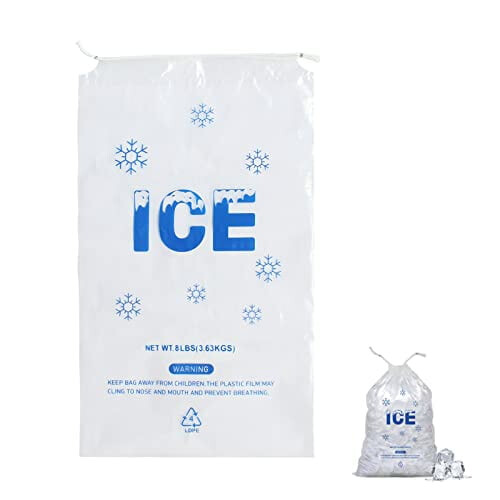 100er-Packung 8-Pfund-PE-Eisbeutel mit Kordelzug