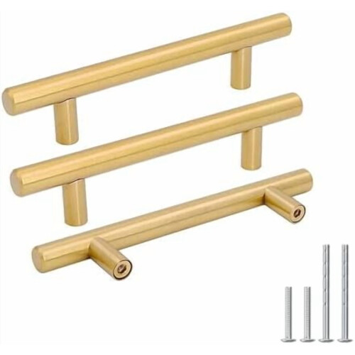 3.5 Inch Gold Drawer Pulls Brushed Brass 2-Pack