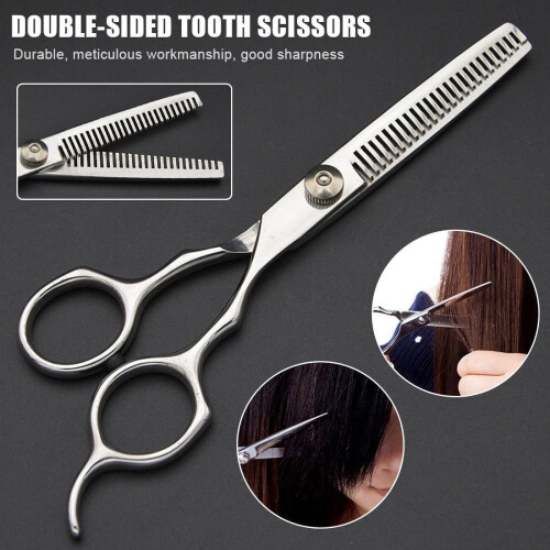 Tesoura de desbaste de 15 cm (6 polegadas) com lâmina dupla para salão de cabeleireiro/barbeiro - Nova 2