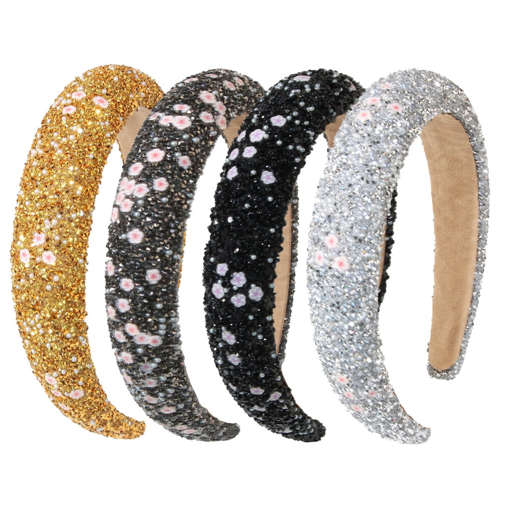 Unisex Rhinestone Headbands For Women Â Padded, Non-Slip, Glitter & Jeweled Bling Hair Bands
