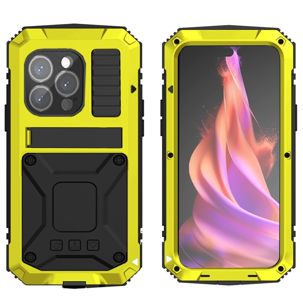 Metal Case Compatible With Iphone 15 Pro Max Â Military-Grade Armor, Rugged Case With Metal Stand & Screen Protector Red 9180479142959