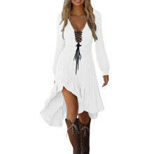 Abito lungo gotico a maniche lunghe con bordo in pizzo, cappuccio e chiffon stropicciato – Costume da vampiro/strega, festa di Halloween,