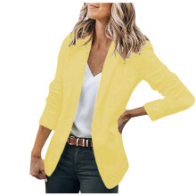 Lässige Blazer-Jacken für Damen, offener Business-Anzug für Büro und Freizeit mit Tasche