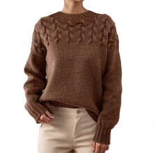 Strickpullover für Damen, hochgeschlossen, langärmelig, weich und bequem, warm für den Winter, lässig und locker geschnitten, Herbst/Winter