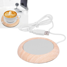 USB Rechargeable Coffee Mug Warmer with Fast Heat Up and Elegant Wooden Pattern for Office Desk