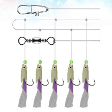 2 Strings Carbon Steel Mackerel Bass Cod Lure Sea Fishing Luminous Fishing Hook Treble Bait Fishing Wire (No.3)