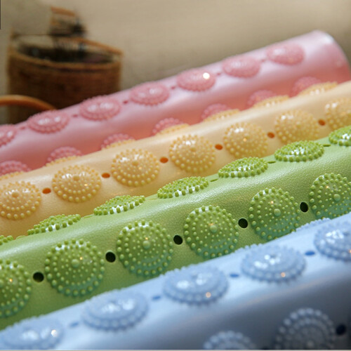 Antislip badmat van rubber (PVC) 48x48 cm roze 1