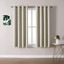 Grommet Room Darkening Curtains for Bedroom and Living Room - 2 Panels Set Thermal Insulated Blackout Curtains (Beige, 52W x 45L)