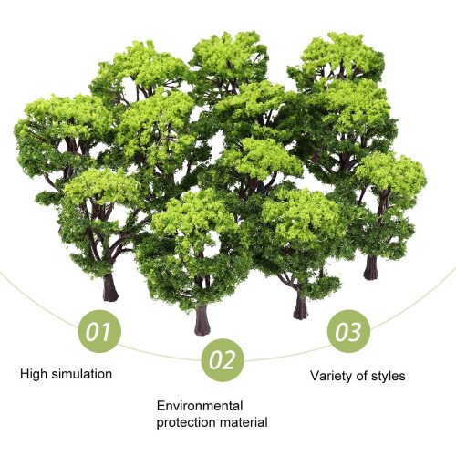 Green Tree Scale Model Trees with Base Shrub Tufts Scenery 2
