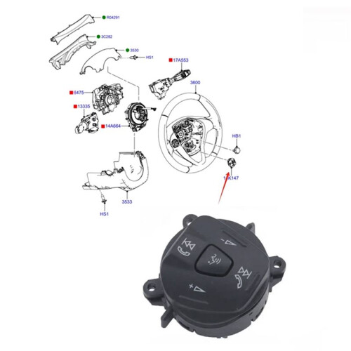 AV1T14K147AA Multi-Function Steering Wheel Audio Volume Control Button  for  Ranger Ecosport Fiesta 1