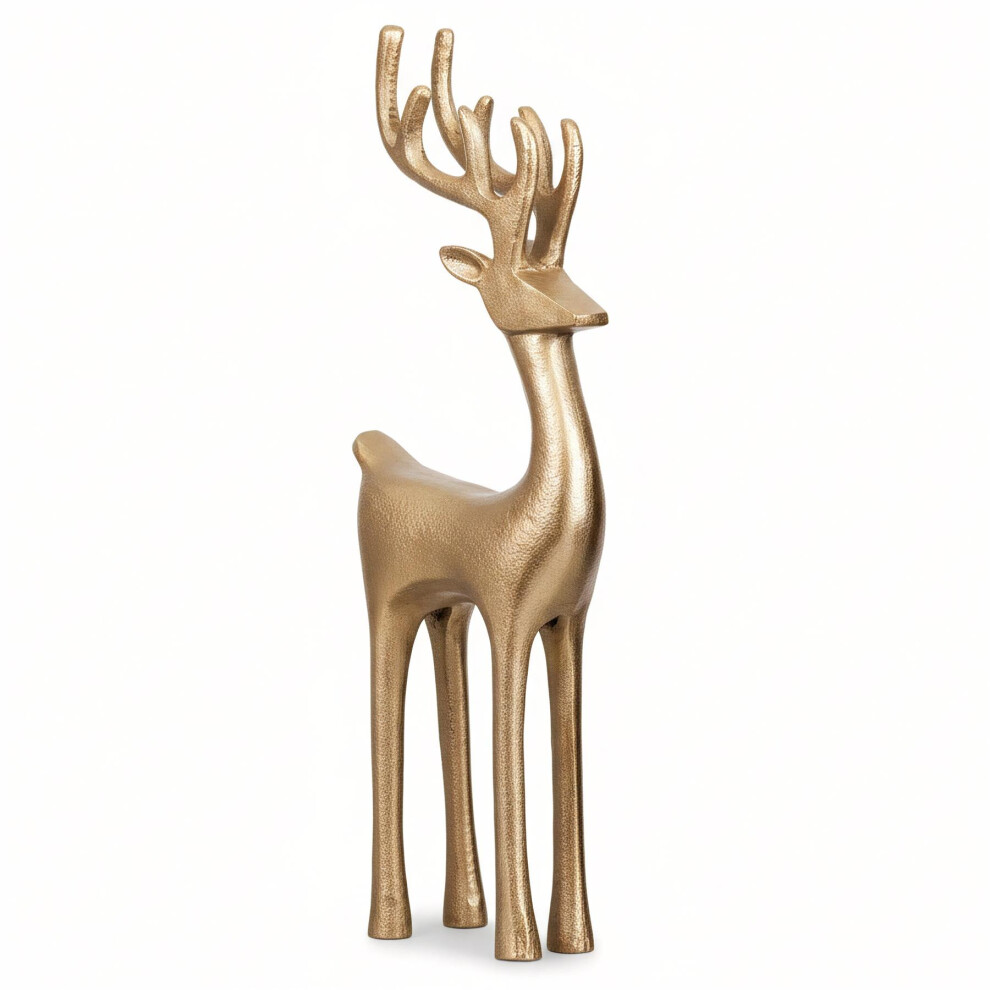 Geezy Reindeer Statue Christmas Standing Deer Ornament Xmas Mantle Figurine Decor Gold