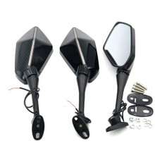 Motorcycle Modified Dual Light Rearview Mirror Led Turn Signal Rearview Mirror Thread 6mm+ Carbon Fiber Dual Light