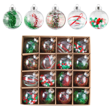 (One Size, Multi-color) Christmas Ball Ornaments Set 16Pcs Clear Plastic Ball Hanging Decorations Shatterproof Baubles with Fillings