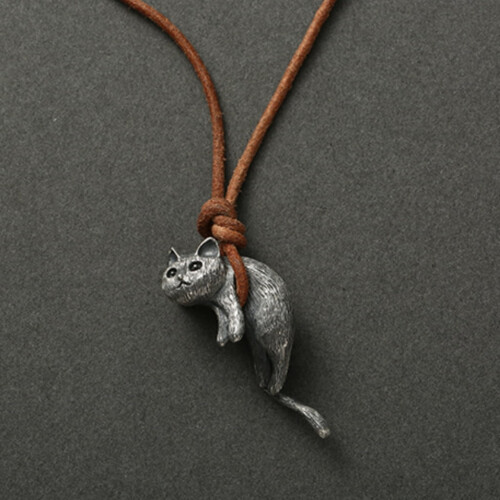 Katzenanhänger-Halskette, Statement-Schmuck, 1 Stück 1