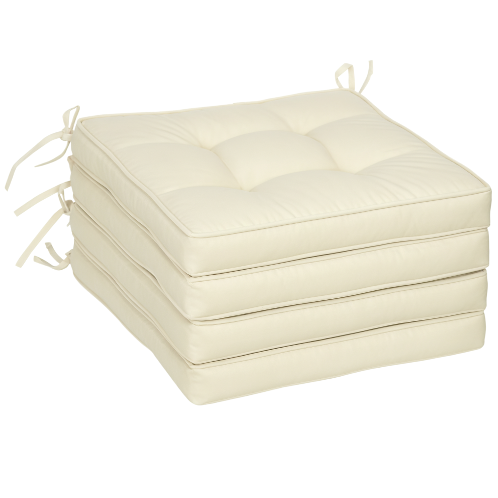 Outsunny Set of 4 Garden Seat Cushion with Ties, 42 x 42cm Replacement