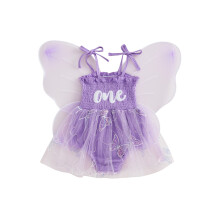 (12-18 Months, Purple) Újszülött lány jelmez, megkötős, betűs romper ruha pillangószárnyakkal, nyári ruhák