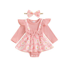 (9-12 Months, Pink) Gúna Romper Earraigh Banda Ceann