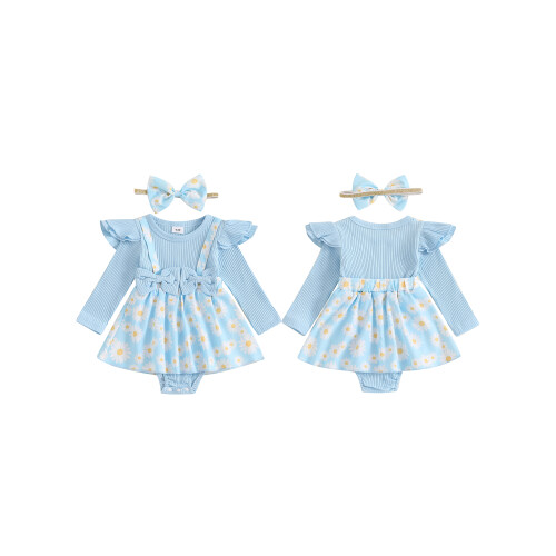 (9-12 Months, Blue) Gúna Romper Earraigh Banda Ceann 1
