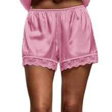 (M, Pink) Short de détente pour femme, short de pyjama ample à taille élastique et empiècements en dentelle.
