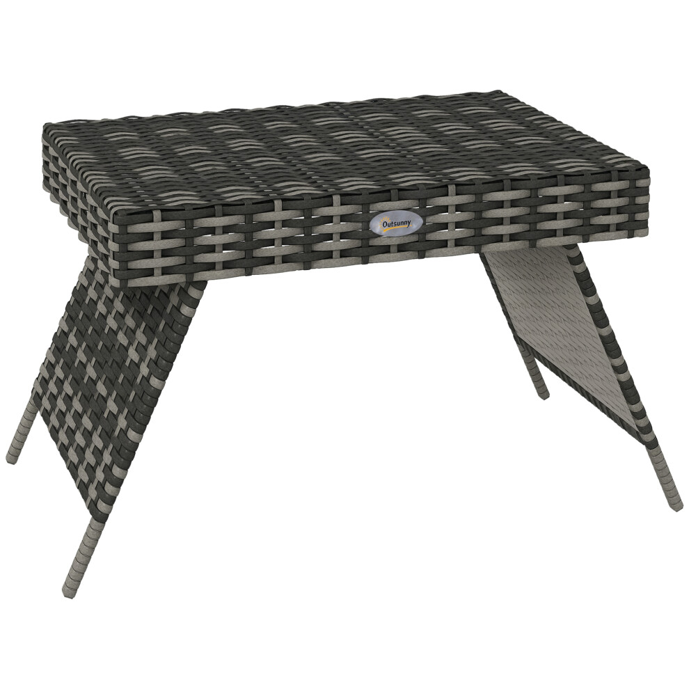 Outsunny Foldable Outdoor Side Table, Rattan Garden Coffee Table with