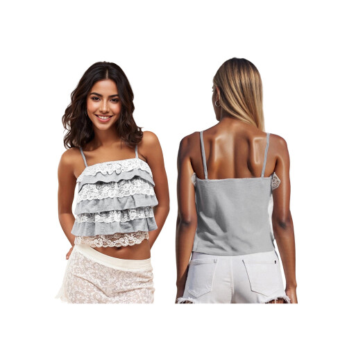 (S, Gray) Camisola de encaje con volantes. 1