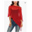 (One Size, Red) Women Knit Cover-up, See-through Solid Irregular Loose Pullover Summer Beach Tops 1