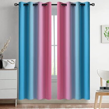 Ombre Pink & Blue Gradient Curtains, 52x72", 2 Panels, Grommet, Thermal Insulated, Light Blocking, Compatible with Bedroom & Living Room