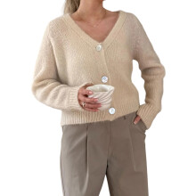 (M, Creamy White) Gilet basique en décontracté d'automne