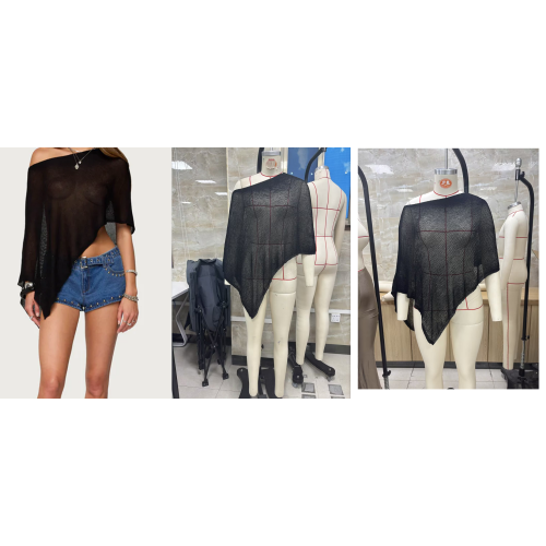(One Size, Red) Women Knit Cover-up, See-through Solid Irregular Loose Pullover Summer Beach Tops 2