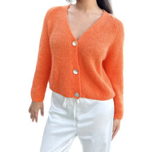(S, Orange) Gilet basique en décontracté d'automne