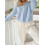 (S, Sky Blue) Cardigan donna basic corto autunnale. 5