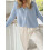 (S, Sky Blue) Cardigan donna basic corto autunnale. 3