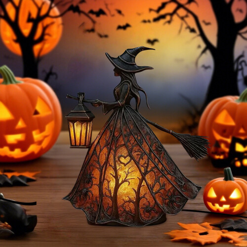 Λάμπα μάγισσας για το Halloween – Γοτθικό φωτιστικό νυχτός με καπέλο μάγισσας LED από 2