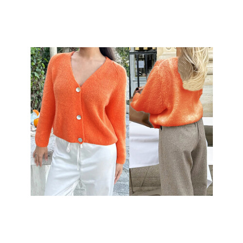 (S, Orange) Gilet basique en décontracté d'automne 1