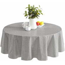 Mantel de vinilo Napa Leaf color verde salvia, redondo de 70 pulgadas.