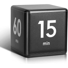 Cube Timer,Productivity Timer Kids Time Timer Gravity Sensor flip Timer for Time Management and Countdown Settings 15 20 30 60 Minutes,Black