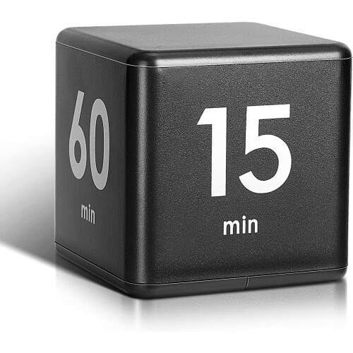 Cube Timer,Productivity Timer Kids Time Timer Gravity Sensor flip Timer for Time Management and Countdown Settings 15 20 30 60 Minutes,Black