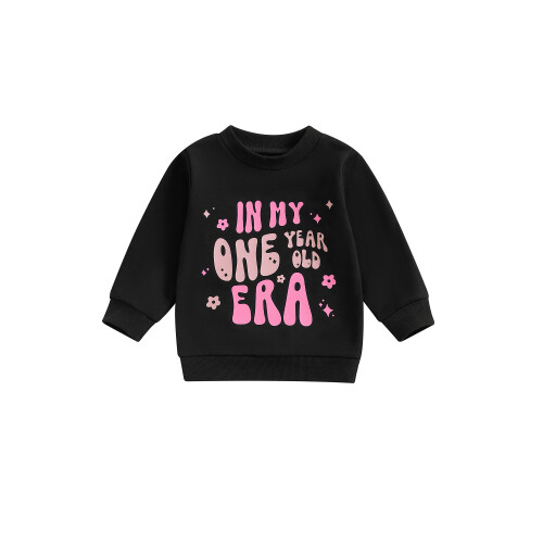 (6-12M, black) Φούτερ γενεθλίων για πουλόβερ φθινοπωρινά.