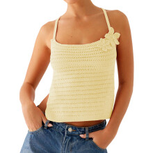 (S, Yellow) Hauts dos nu streetwear d'été.