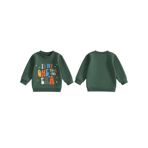 (6-12M, army green) Φούτερ γενεθλίων για πουλόβερ φθινοπωρινά. 1