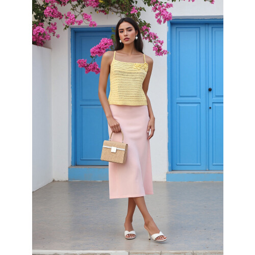 (M, Yellow) Tops de crochet de verano. 1