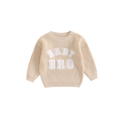 (6-9 Months, Beige) Φθινοπωρινό Πουλόβερ με Μωρό Αγόρι