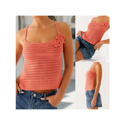 (M, Orange) Tops de crochet de verano. 1