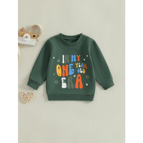 (6-12M, army green) Φούτερ γενεθλίων για πουλόβερ φθινοπωρινά. 2