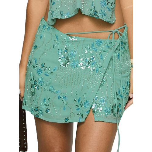(M, Emerald Green) Minigonna estiva da e feste.