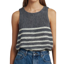 (M, Dark Gray) Women's Summer Knit Tank Tops Solid Color/Stripe Sleeveless Round Neck Loose Fit Sweater Vest