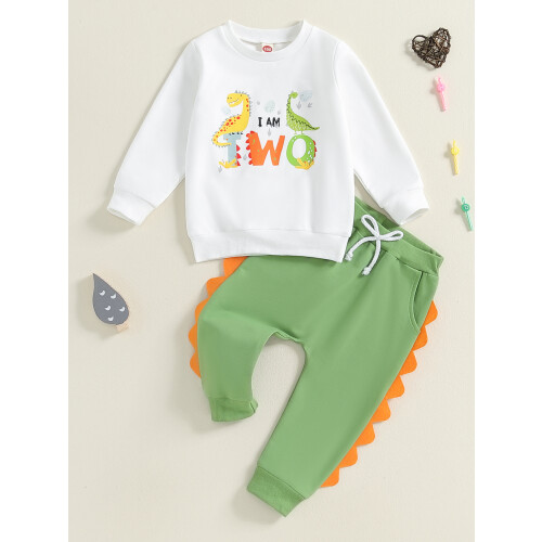 (2-3 Years, White) Conjunto de aniversário de dinossauro. 2
