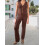 (S, Dark Brown) Γυναικείο πλεκτό σετ καλοκαιρινά ρούχα 4