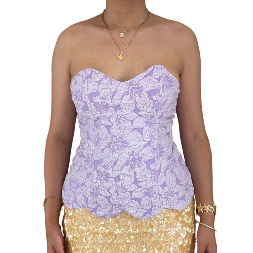 (L, Light Purple) Γυναικείο Κορσέ Μπλούζα τις Εποχές 1