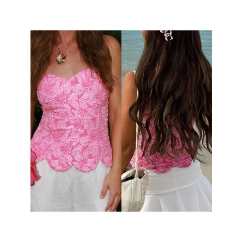(XL, Coral Red) Γυναικείο Κορσέ Μπλούζα τις Εποχές 1
